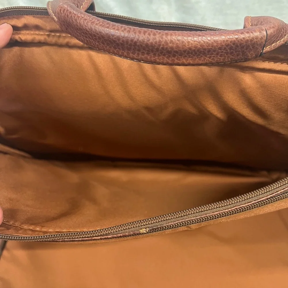 Classico by‎ Mosaic Express Scan Zip Briefcase Laptop Bag Brown Leather